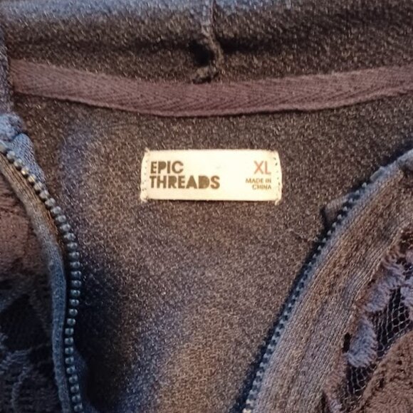 Epic Threads Girls XL navy front lace full zip light jacket with hoodie - Picture 4 of 10